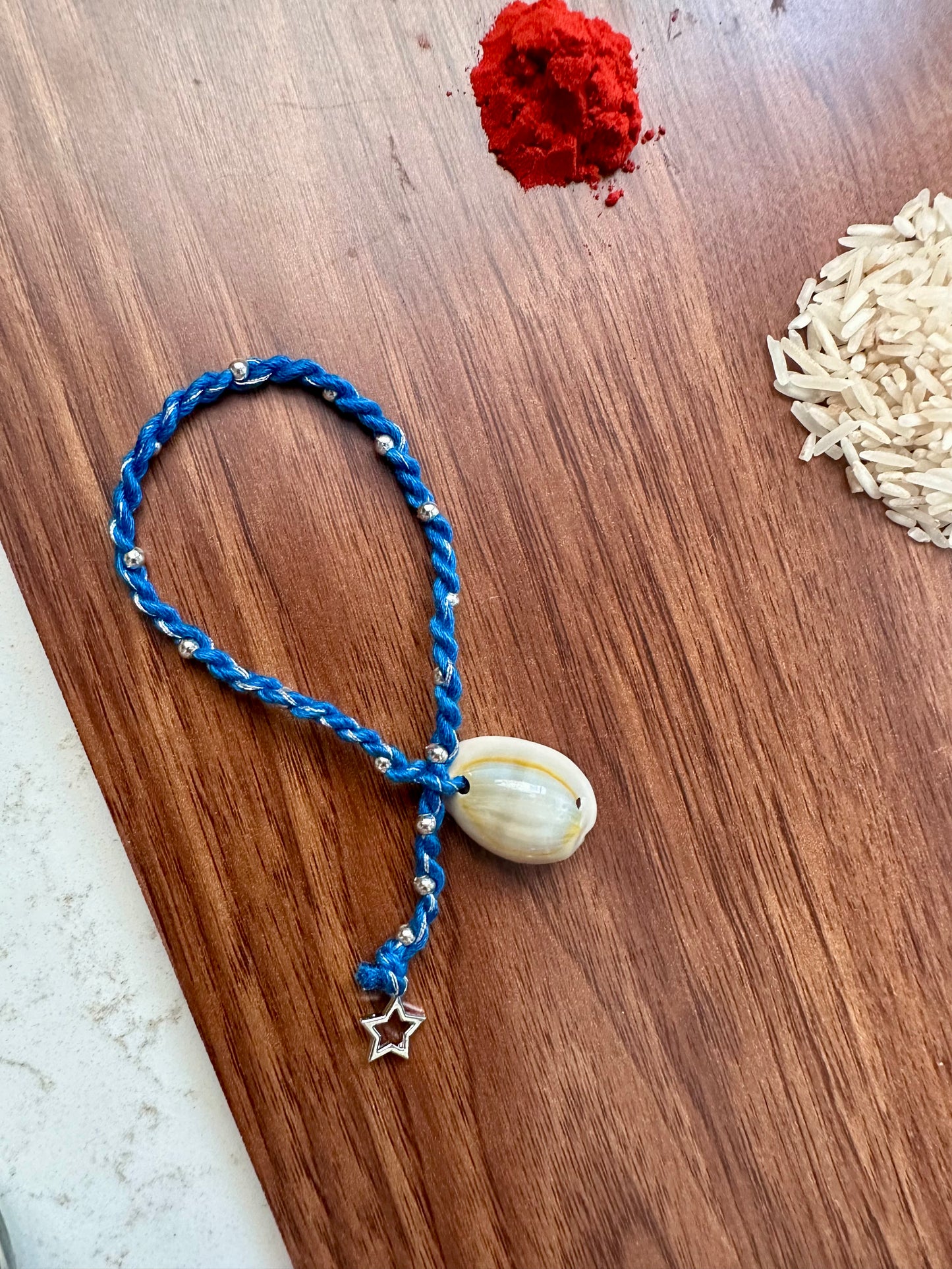 Blue Sea Shell Wrap Rakhi
