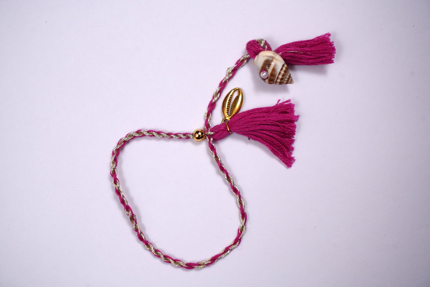 Pink Sea Shell Tassel Wrap