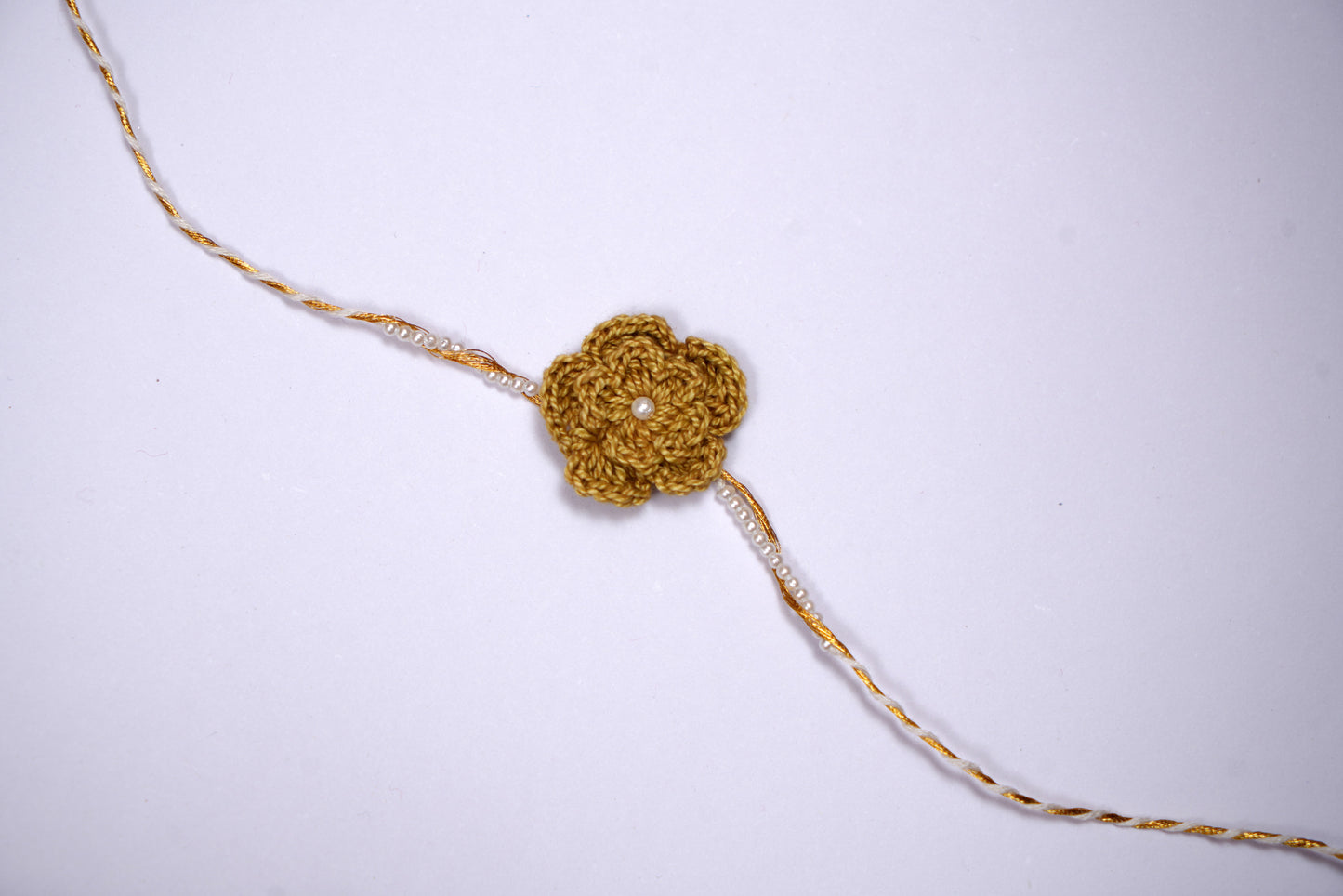 Mustard Crochet Pearl Rakhi