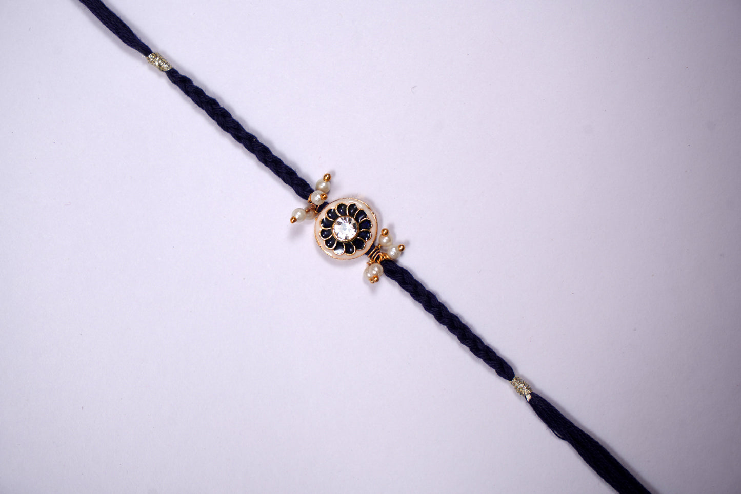 Blue Pearl Meenakari Kundan Rakhi