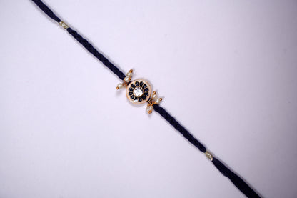 Blue Pearl Meenakari Kundan Rakhi