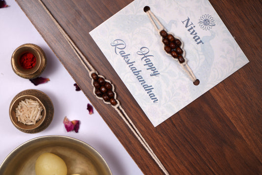 Brown Wooden Bead Rakhi