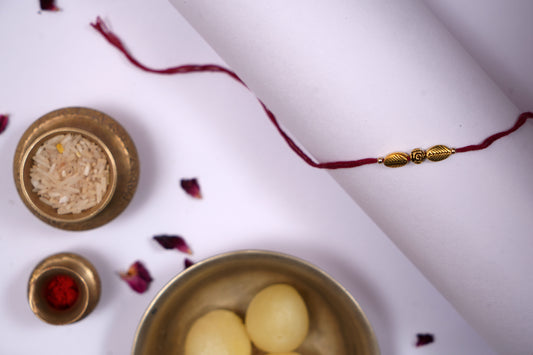 Golden Rose & Leaf Rakhi