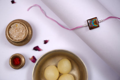 Multicolour Pink Wooden Butterfly Rakhi