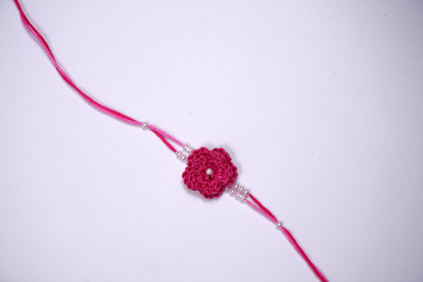 Pink Crochet Pearl Rakhi
