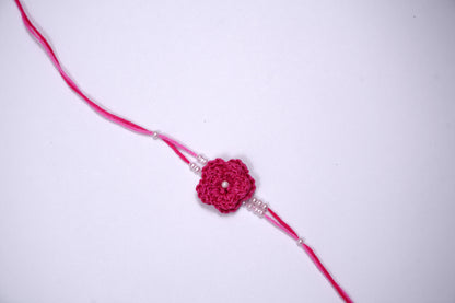 Pink Crochet Pearl Rakhi