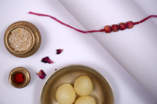 Pink Wooden Bead Rakhi