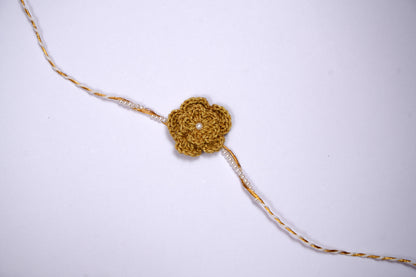 Mustard Crochet Pearl Rakhi